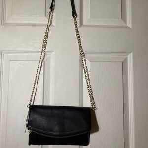 Kiko Black Leather Clutch with Crossbody Option